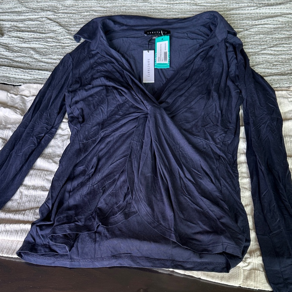 Sanctuary Navy Twist Front Blouse